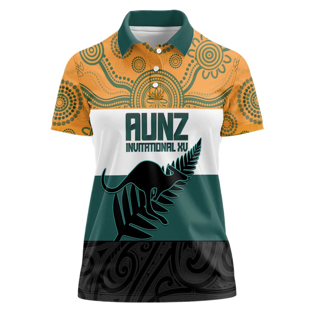 AUNZ Rugby Custom Women Polo Shirt Australia Kangaroo New Zealand Silver Fern - Aussie Hoodie