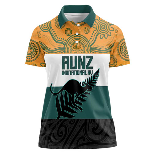 AUNZ Rugby Custom Women Polo Shirt Australia Kangaroo New Zealand Silver Fern - Aussie Hoodie