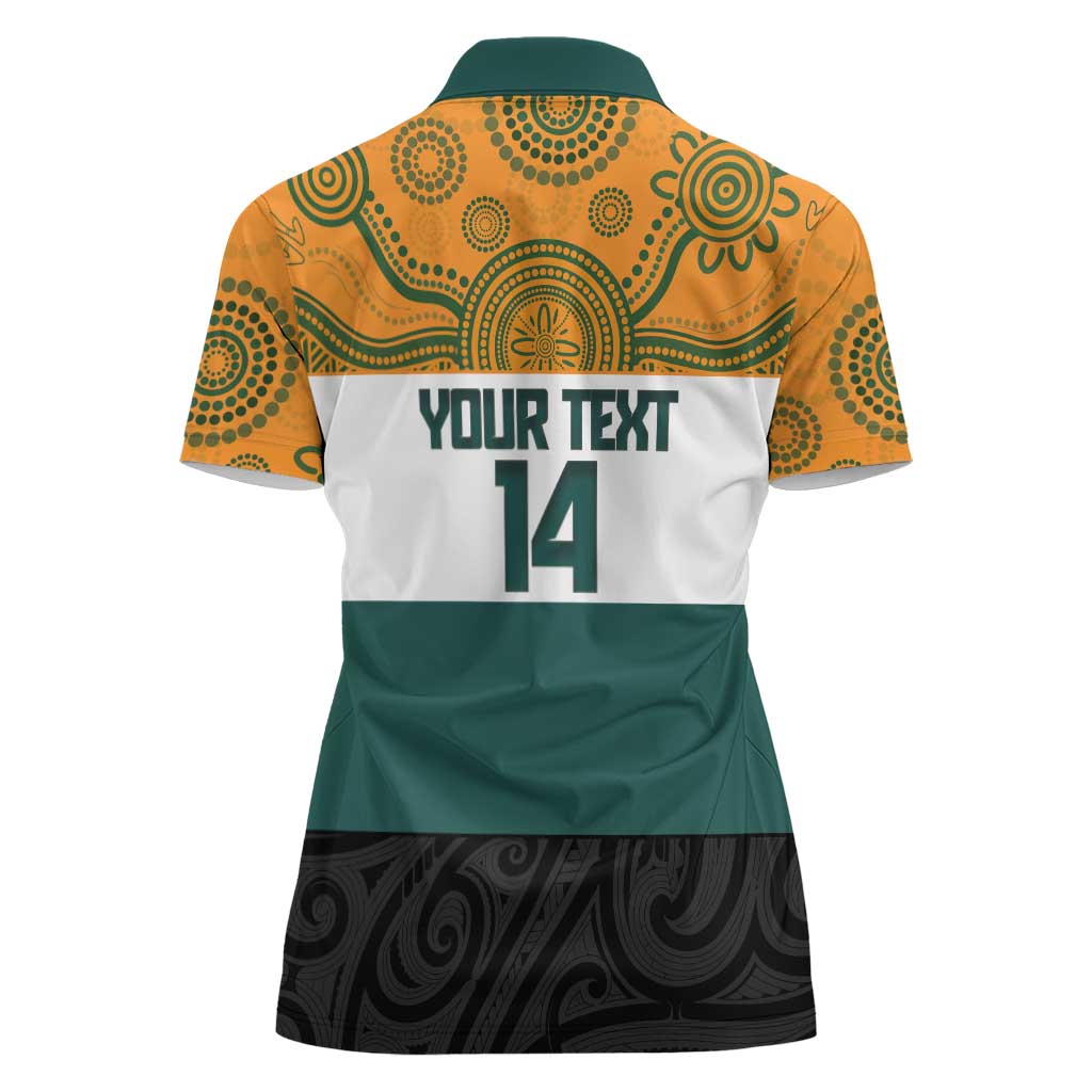 AUNZ Rugby Custom Women Polo Shirt Australia Kangaroo New Zealand Silver Fern - Aussie Hoodie