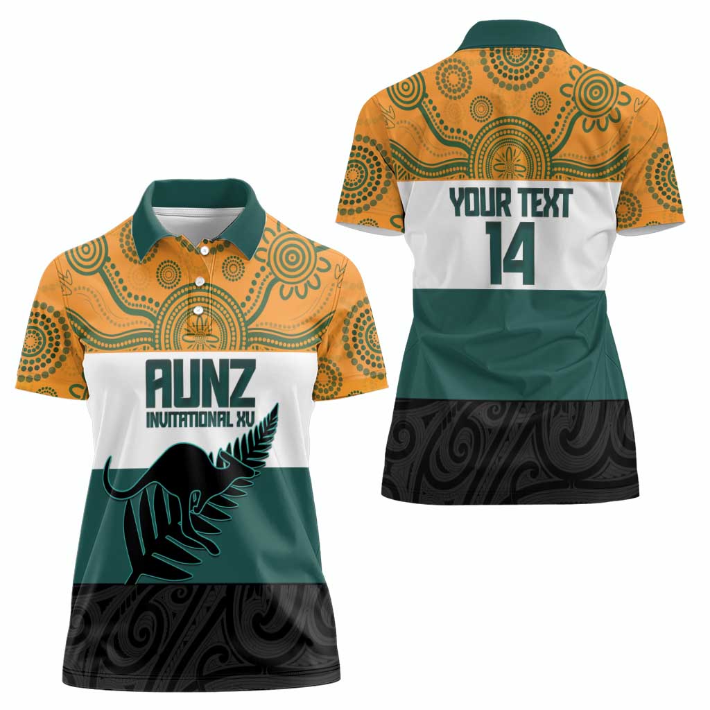 AUNZ Rugby Custom Women Polo Shirt Australia Kangaroo New Zealand Silver Fern - Aussie Hoodie