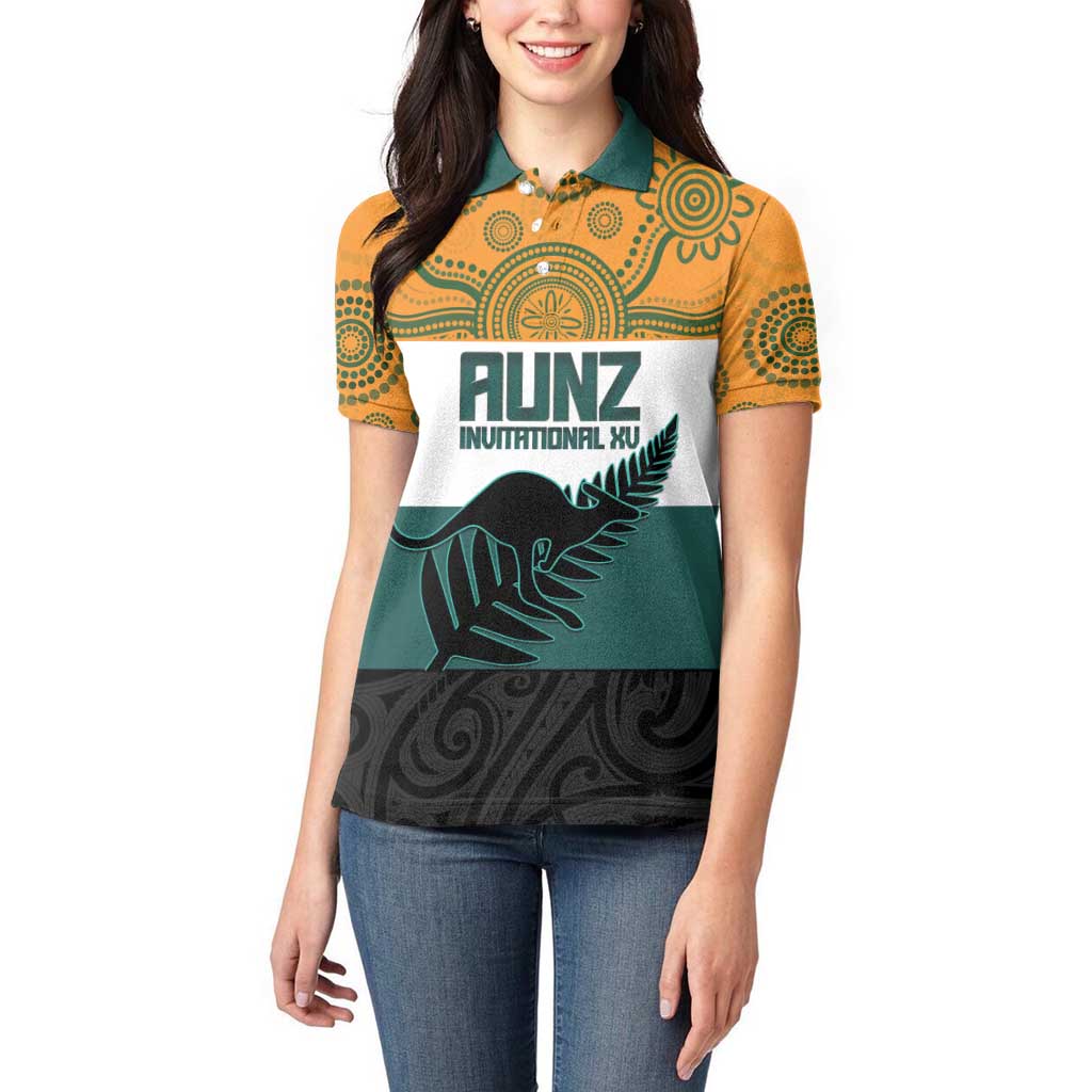 AUNZ Rugby Custom Women Polo Shirt Australia Kangaroo New Zealand Silver Fern - Aussie Hoodie