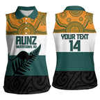 AUNZ Rugby Custom Women Sleeveless Polo Shirt Australia Kangaroo New Zealand Silver Fern - Aussie Hoodie