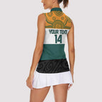 AUNZ Rugby Custom Women Sleeveless Polo Shirt Australia Kangaroo New Zealand Silver Fern - Aussie Hoodie