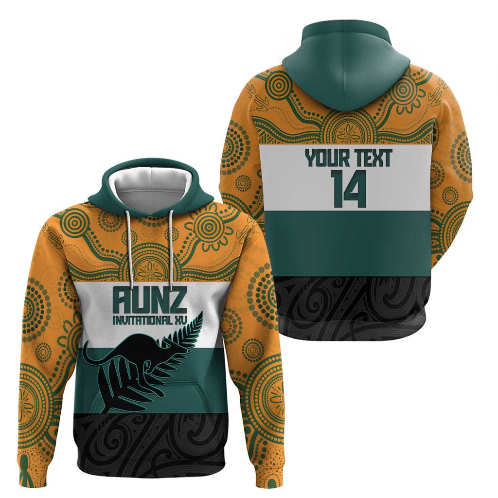 AUNZ Rugby Custom Zip Hoodie Australia Kangaroo New Zealand Silver Fern - Aussie Hoodie