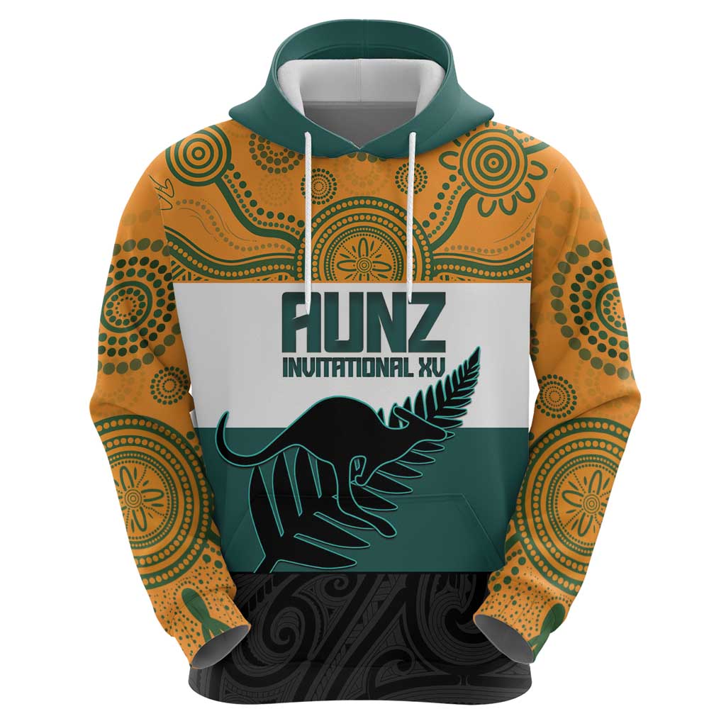 AUNZ Rugby Custom Zip Hoodie Australia Kangaroo New Zealand Silver Fern - Aussie Hoodie