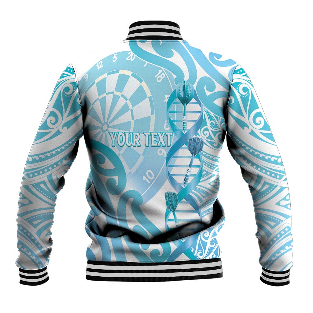 Personalised New Zealand Darts Baseball Jacket Aotearoa Maori Its In My DNA White - Aussie Hoodie