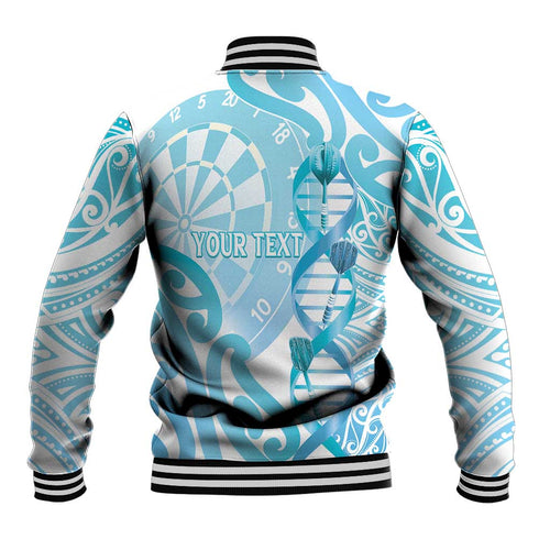 Personalised New Zealand Darts Baseball Jacket Aotearoa Maori Its In My DNA White - Aussie Hoodie