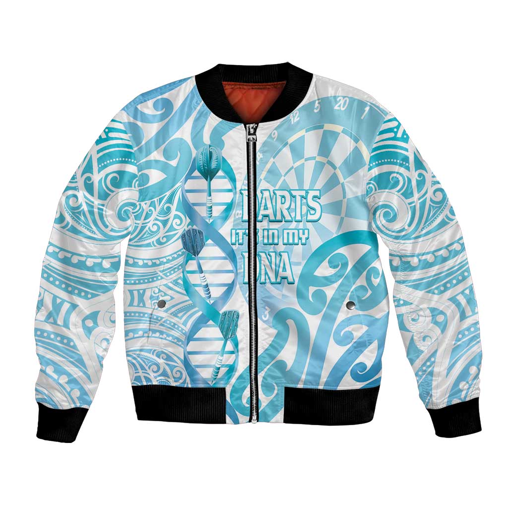 Personalised New Zealand Darts Bomber Jacket Aotearoa Maori Its In My DNA White - Aussie Hoodie