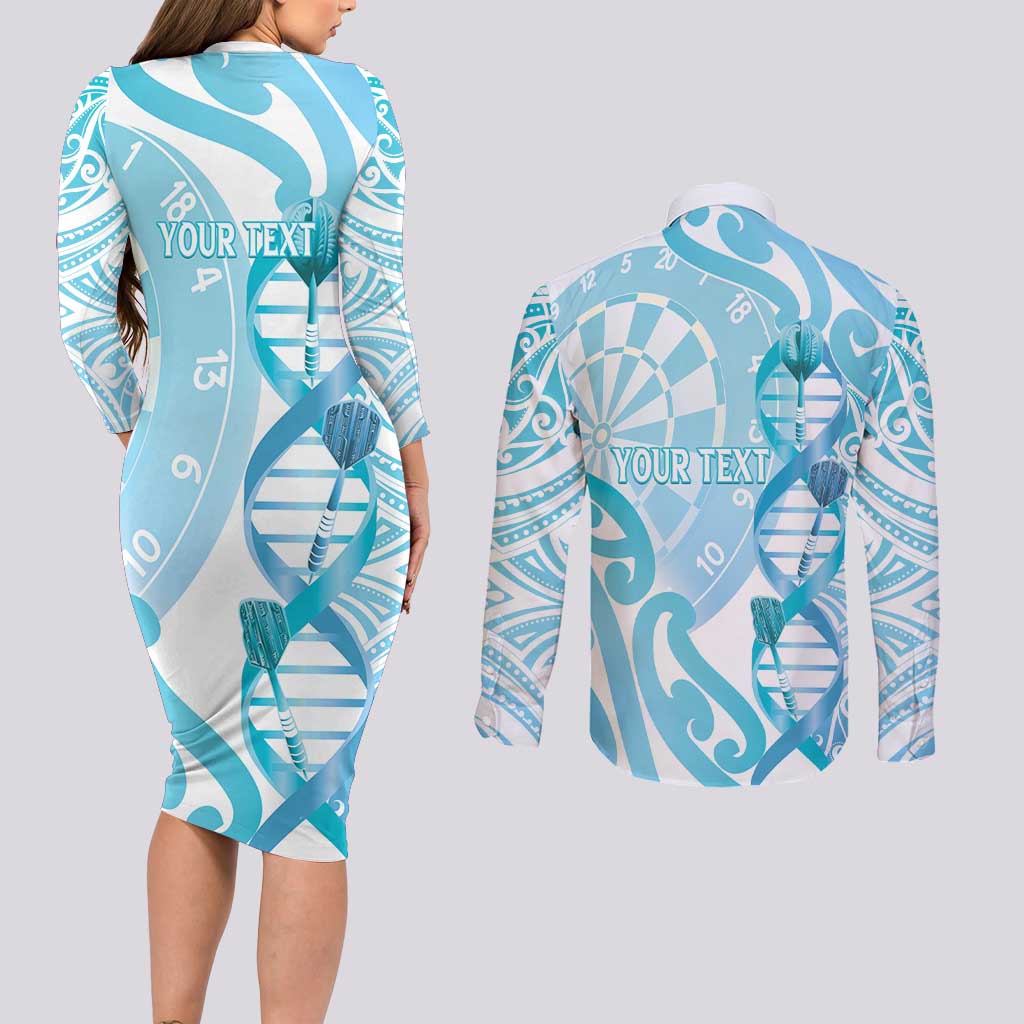 Personalised New Zealand Darts Couples Matching Long Sleeve Bodycon Dress and Long Sleeve Button Shirt Aotearoa Maori Its In My DNA White - Aussie Hoodie
