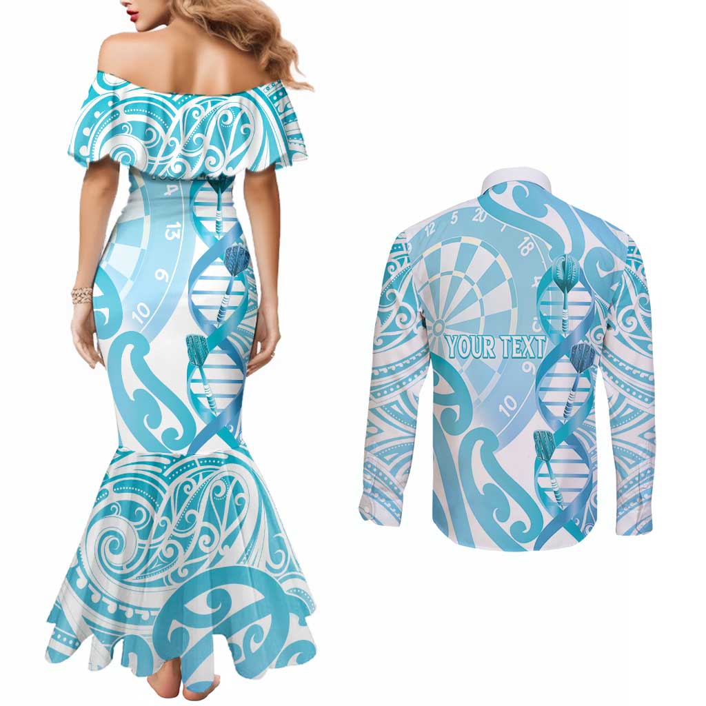 Personalised New Zealand Darts Couples Matching Mermaid Dress and Long Sleeve Button Shirt Aotearoa Maori Its In My DNA White - Aussie Hoodie