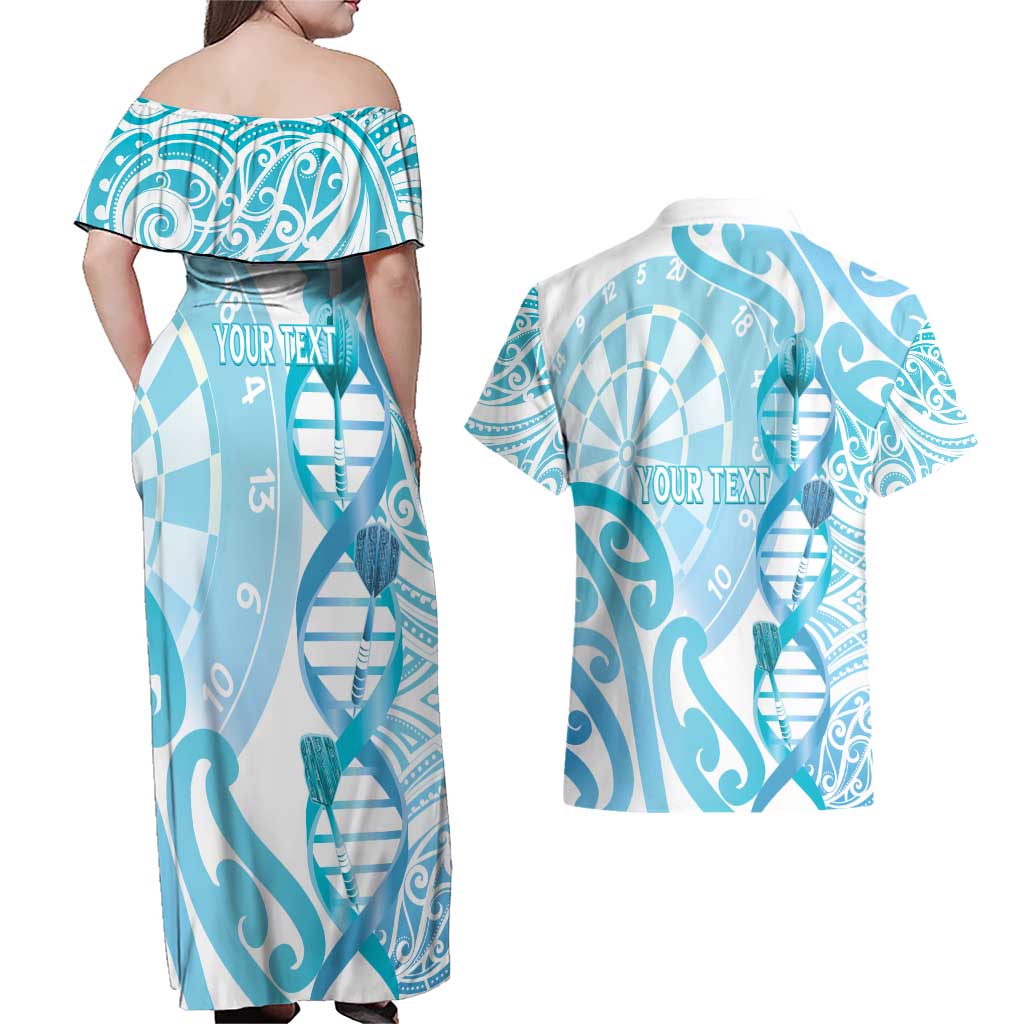 Personalised New Zealand Darts Couples Matching Off Shoulder Maxi Dress and Hawaiian Shirt Aotearoa Maori Its In My DNA White - Aussie Hoodie