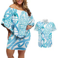Personalised New Zealand Darts Couples Matching Off Shoulder Short Dress and Hawaiian Shirt Aotearoa Maori Its In My DNA White - Aussie Hoodie