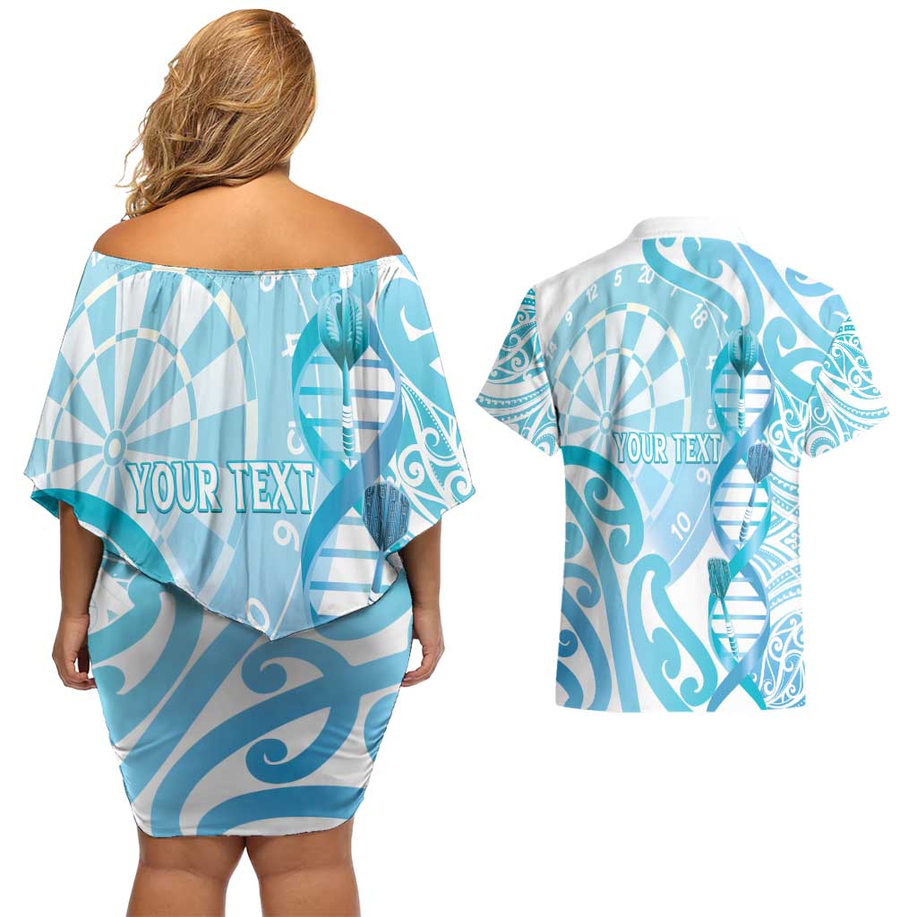 Personalised New Zealand Darts Couples Matching Off Shoulder Short Dress and Hawaiian Shirt Aotearoa Maori Its In My DNA White - Aussie Hoodie