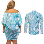 Personalised New Zealand Darts Couples Matching Off Shoulder Short Dress and Long Sleeve Button Shirt Aotearoa Maori Its In My DNA White - Aussie Hoodie