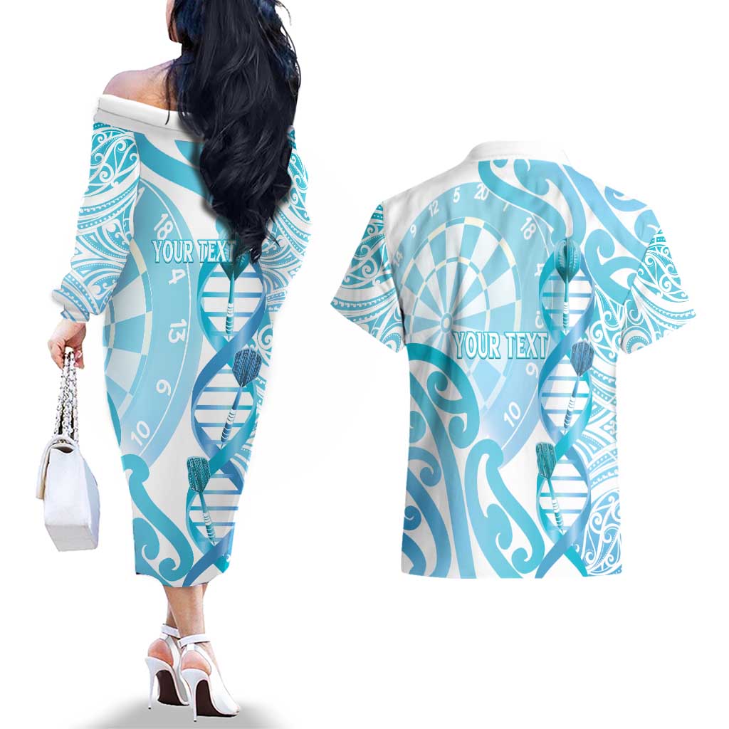 Personalised New Zealand Darts Couples Matching Off The Shoulder Long Sleeve Dress and Hawaiian Shirt Aotearoa Maori Its In My DNA White - Aussie Hoodie