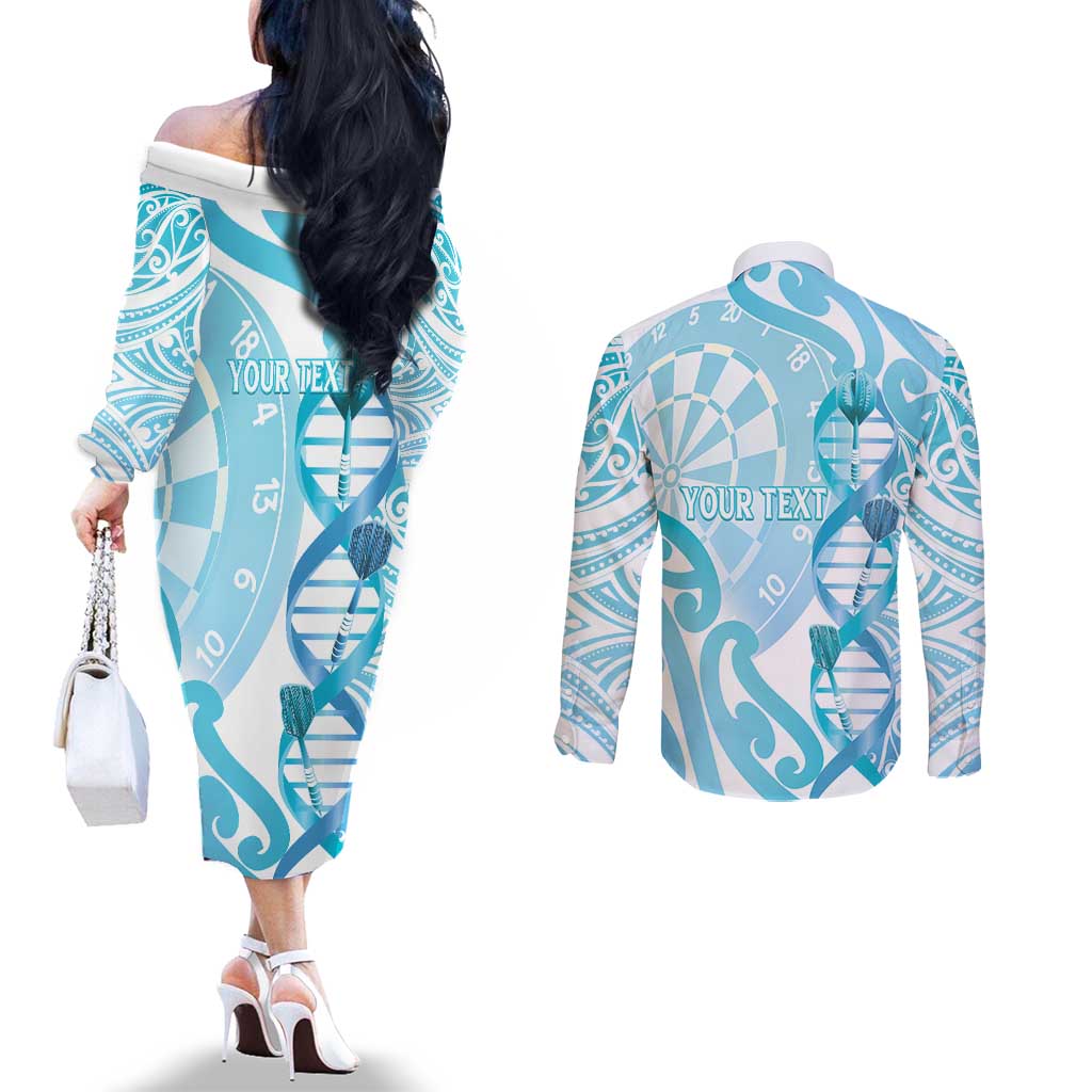 Personalised New Zealand Darts Couples Matching Off The Shoulder Long Sleeve Dress and Long Sleeve Button Shirt Aotearoa Maori Its In My DNA White - Aussie Hoodie