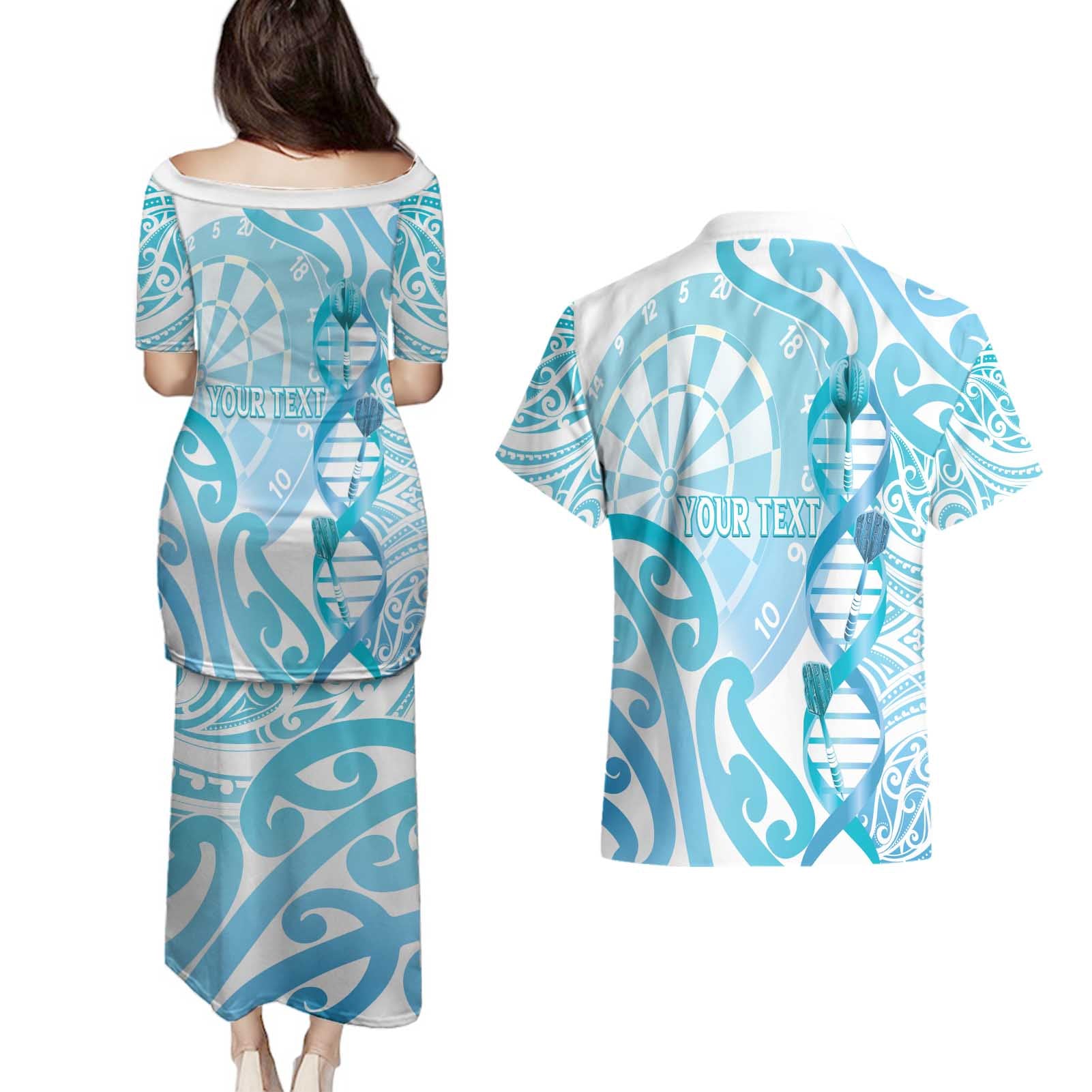Personalised New Zealand Darts Couples Matching Puletasi and Hawaiian Shirt Aotearoa Maori Its In My DNA White - Aussie Hoodie