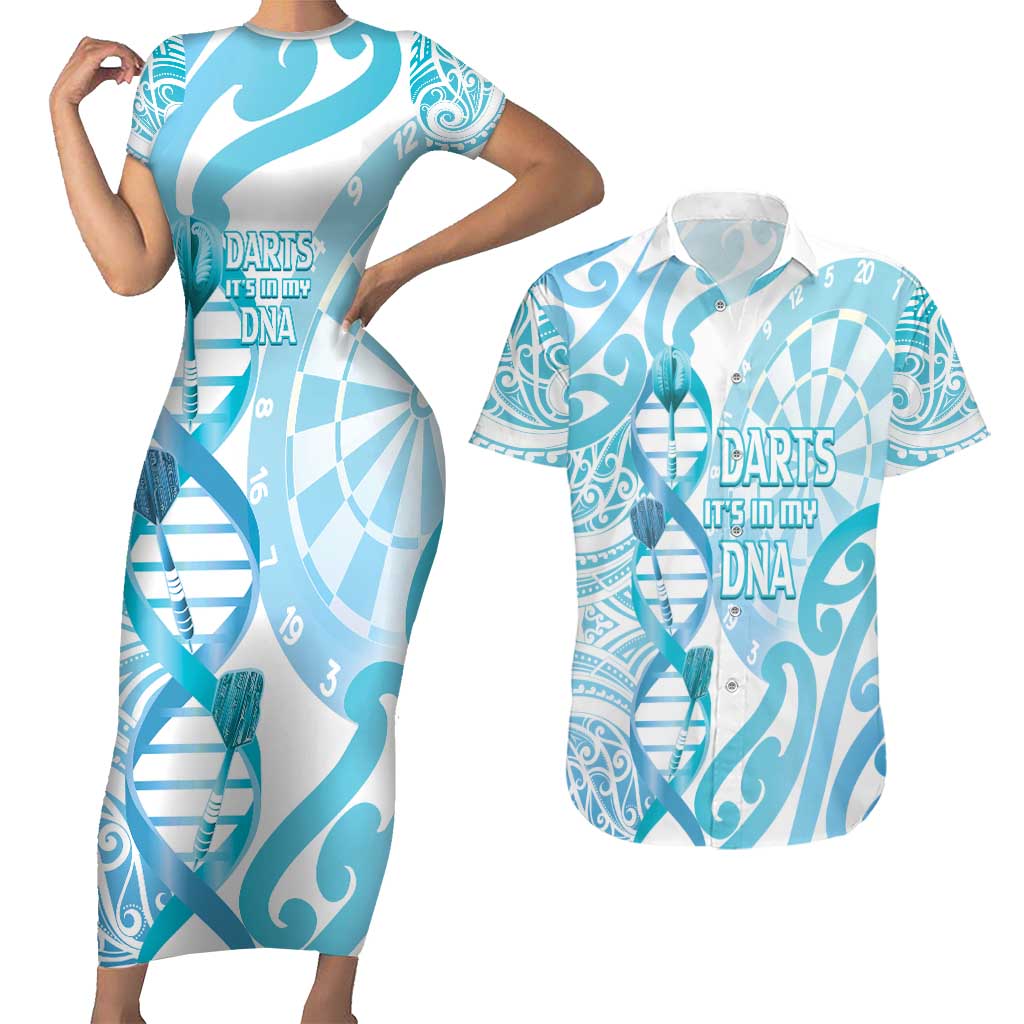 Personalised New Zealand Darts Couples Matching Short Sleeve Bodycon Dress and Hawaiian Shirt Aotearoa Maori Its In My DNA White - Aussie Hoodie