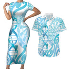Personalised New Zealand Darts Couples Matching Short Sleeve Bodycon Dress and Hawaiian Shirt Aotearoa Maori Its In My DNA White - Aussie Hoodie