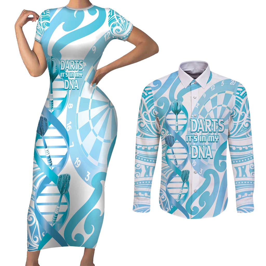 Personalised New Zealand Darts Couples Matching Short Sleeve Bodycon Dress and Long Sleeve Button Shirt Aotearoa Maori Its In My DNA White - Aussie Hoodie