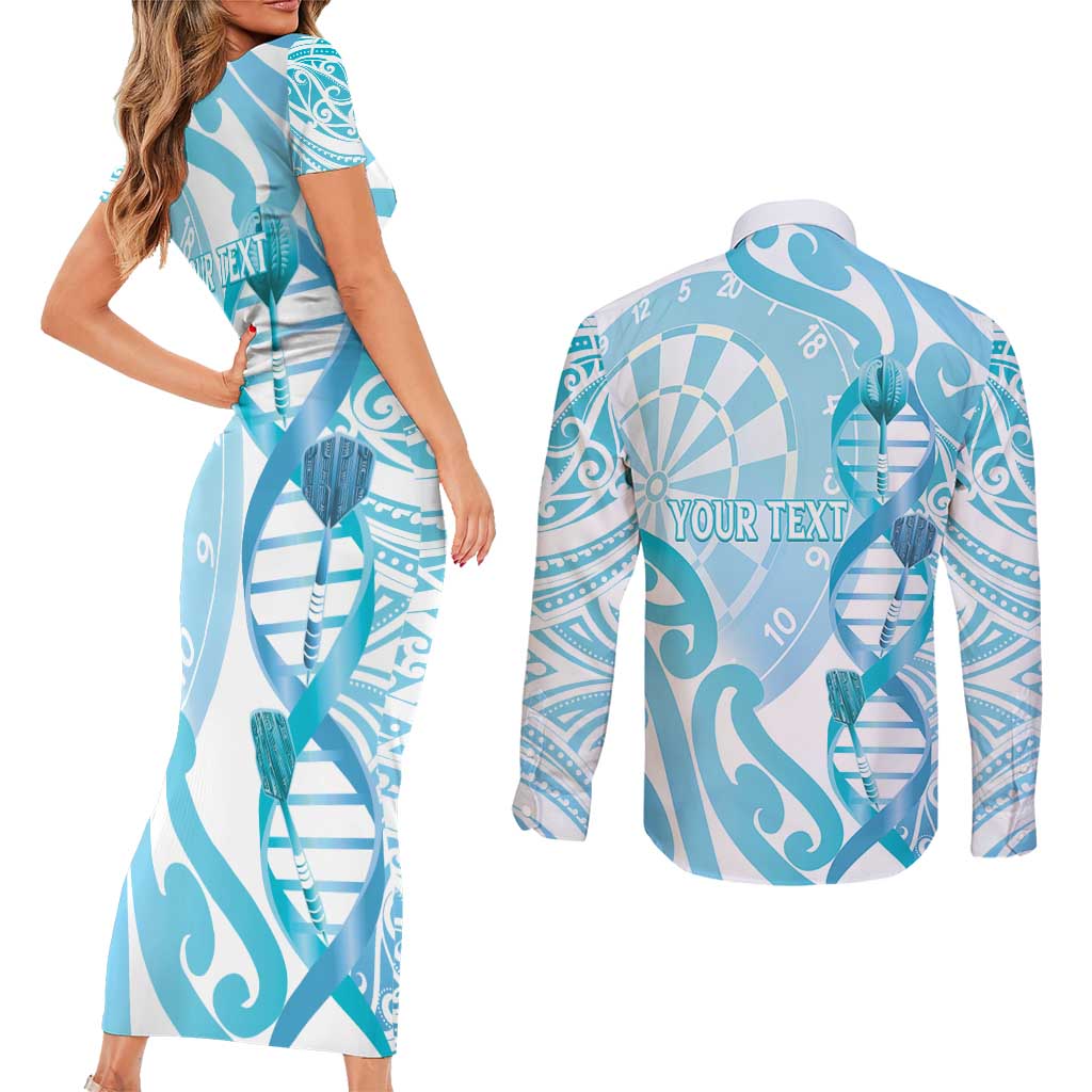 Personalised New Zealand Darts Couples Matching Short Sleeve Bodycon Dress and Long Sleeve Button Shirt Aotearoa Maori Its In My DNA White - Aussie Hoodie