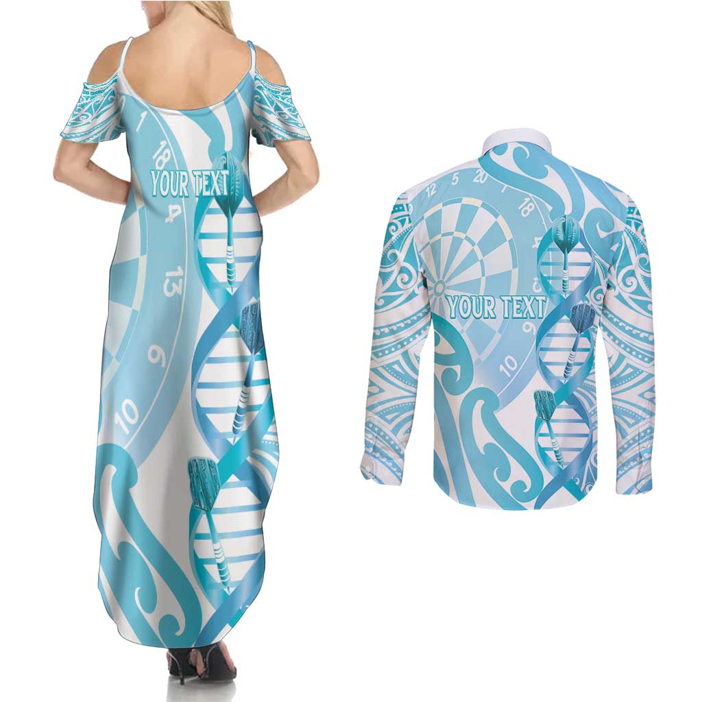 Personalised New Zealand Darts Couples Matching Summer Maxi Dress and Long Sleeve Button Shirt Aotearoa Maori Its In My DNA White - Aussie Hoodie