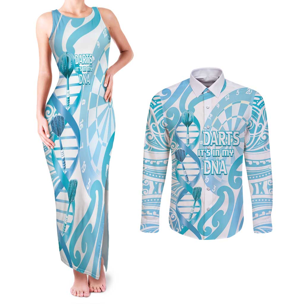 Personalised New Zealand Darts Couples Matching Tank Maxi Dress and Long Sleeve Button Shirt Aotearoa Maori Its In My DNA White - Aussie Hoodie