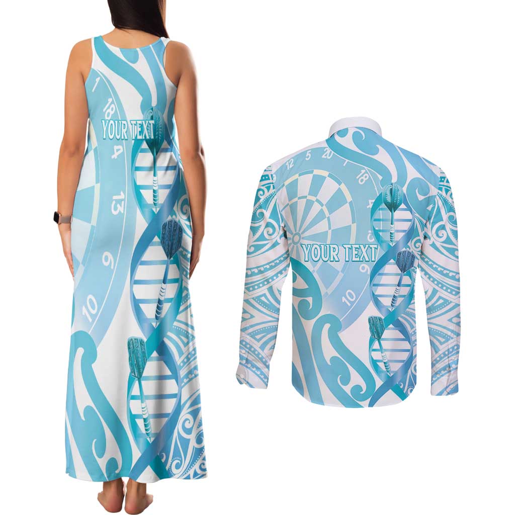Personalised New Zealand Darts Couples Matching Tank Maxi Dress and Long Sleeve Button Shirt Aotearoa Maori Its In My DNA White - Aussie Hoodie