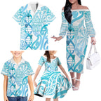 Personalised New Zealand Darts Family Matching Off The Shoulder Long Sleeve Dress and Hawaiian Shirt Aotearoa Maori Its In My DNA White - Aussie Hoodie