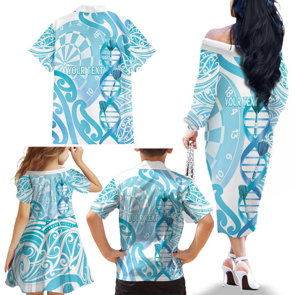 Personalised New Zealand Darts Family Matching Off The Shoulder Long Sleeve Dress and Hawaiian Shirt Aotearoa Maori Its In My DNA White - Aussie Hoodie