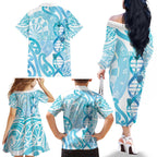 Personalised New Zealand Darts Family Matching Off The Shoulder Long Sleeve Dress and Hawaiian Shirt Aotearoa Maori Its In My DNA White - Aussie Hoodie