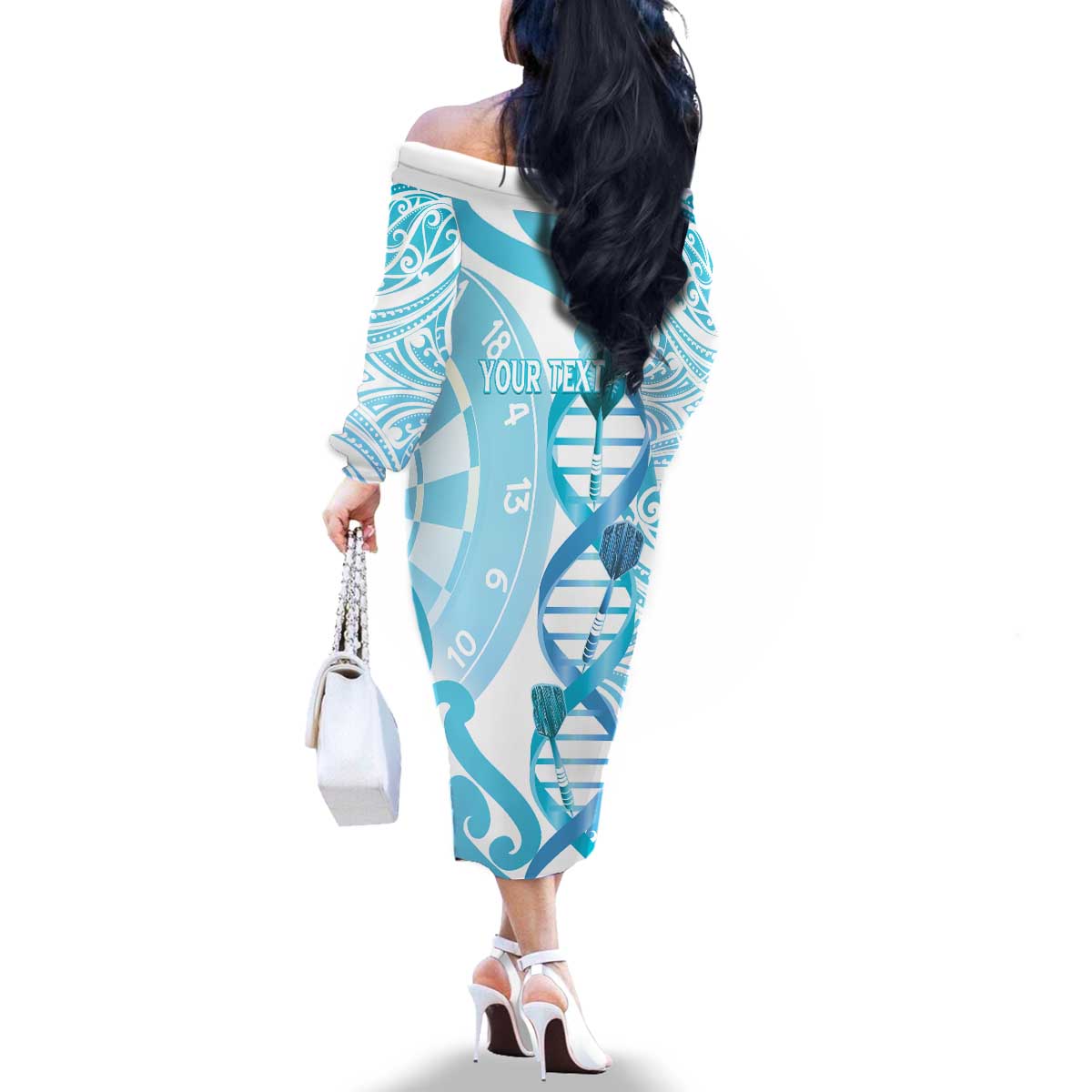 Personalised New Zealand Darts Family Matching Off The Shoulder Long Sleeve Dress and Hawaiian Shirt Aotearoa Maori Its In My DNA White - Aussie Hoodie