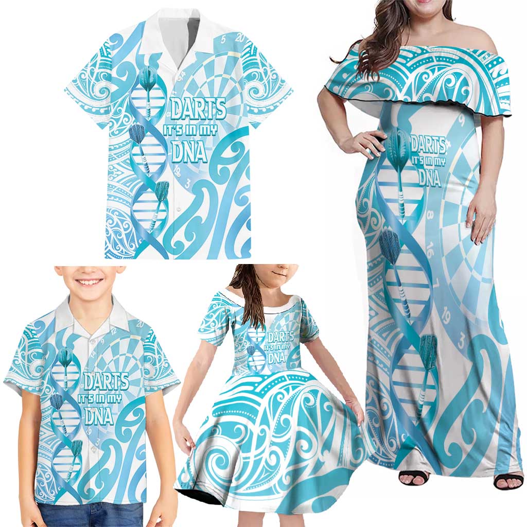 Personalised New Zealand Darts Family Matching Off Shoulder Maxi Dress and Hawaiian Shirt Aotearoa Maori Its In My DNA White - Aussie Hoodie