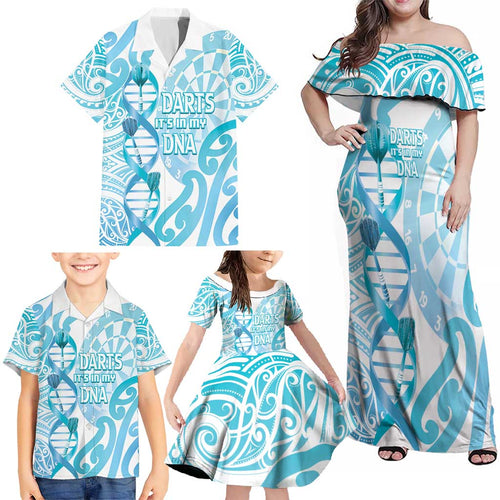 Personalised New Zealand Darts Family Matching Off Shoulder Maxi Dress and Hawaiian Shirt Aotearoa Maori Its In My DNA White - Aussie Hoodie