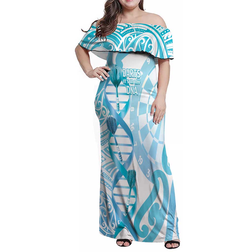 Personalised New Zealand Darts Family Matching Off Shoulder Maxi Dress and Hawaiian Shirt Aotearoa Maori Its In My DNA White - Aussie Hoodie