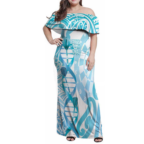 Personalised New Zealand Darts Family Matching Off Shoulder Maxi Dress and Hawaiian Shirt Aotearoa Maori Its In My DNA White - Aussie Hoodie