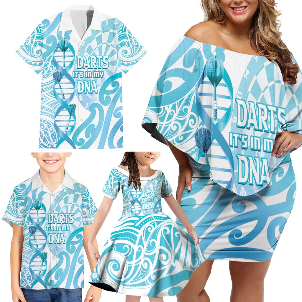 Personalised New Zealand Darts Family Matching Off Shoulder Short Dress and Hawaiian Shirt Aotearoa Maori Its In My DNA White - Aussie Hoodie
