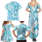 Personalised New Zealand Darts Family Matching Summer Maxi Dress and Hawaiian Shirt Aotearoa Maori Its In My DNA White - Aussie Hoodie