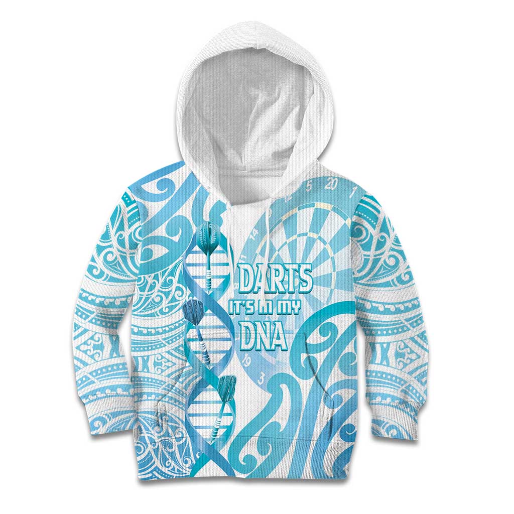 Personalised New Zealand Darts Kid Hoodie Aotearoa Maori Its In My DNA White - Aussie Hoodie