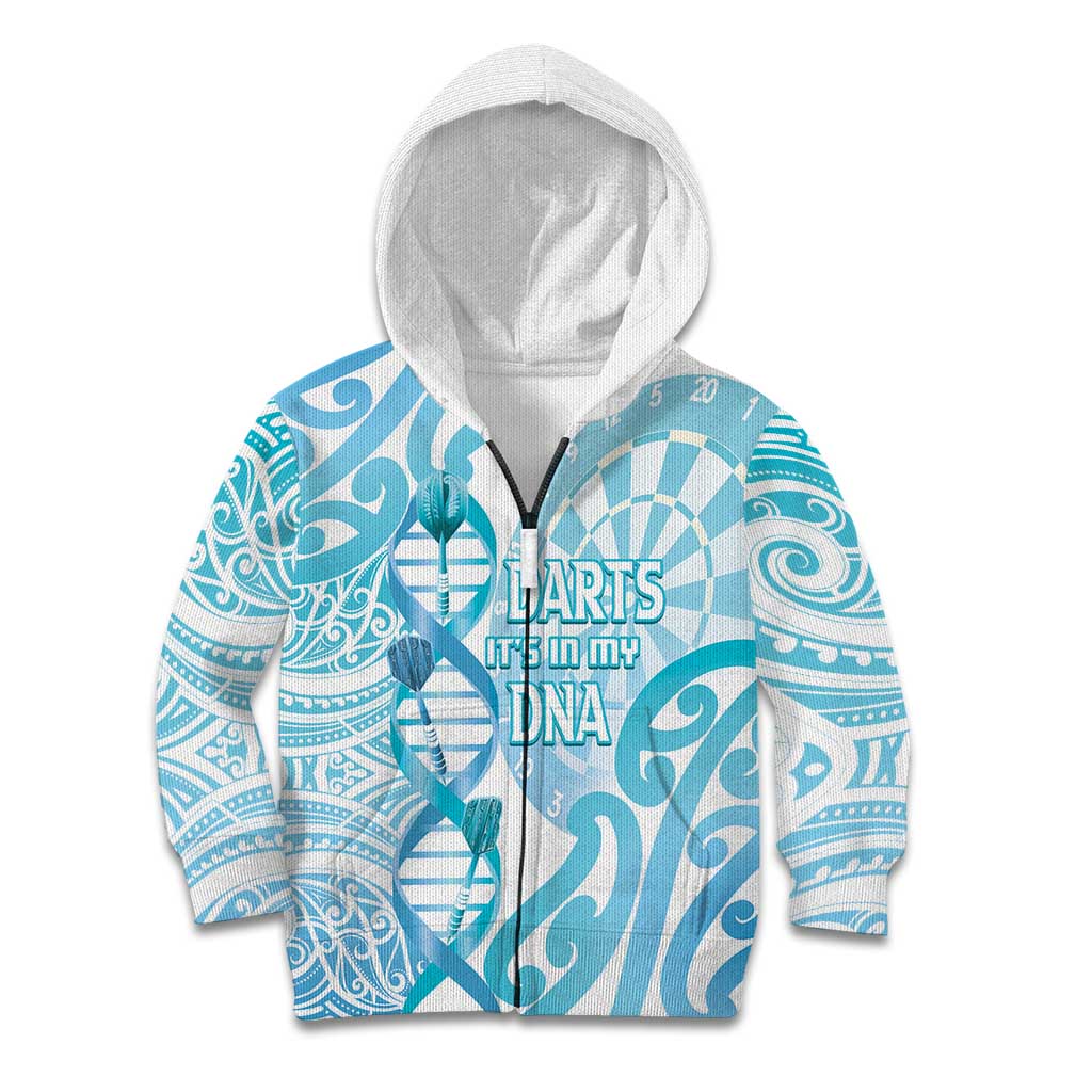 Personalised New Zealand Darts Kid Hoodie Aotearoa Maori Its In My DNA White - Aussie Hoodie