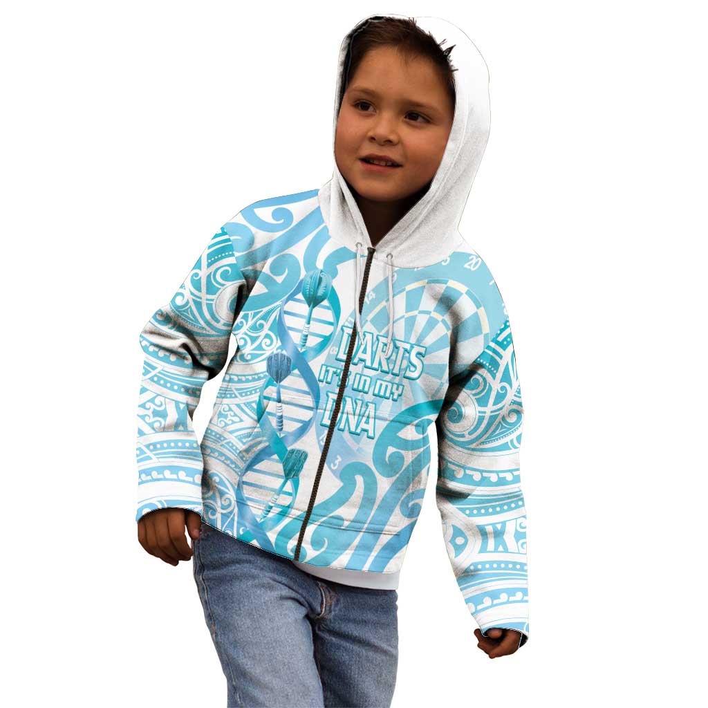 Personalised New Zealand Darts Kid Hoodie Aotearoa Maori Its In My DNA White - Aussie Hoodie