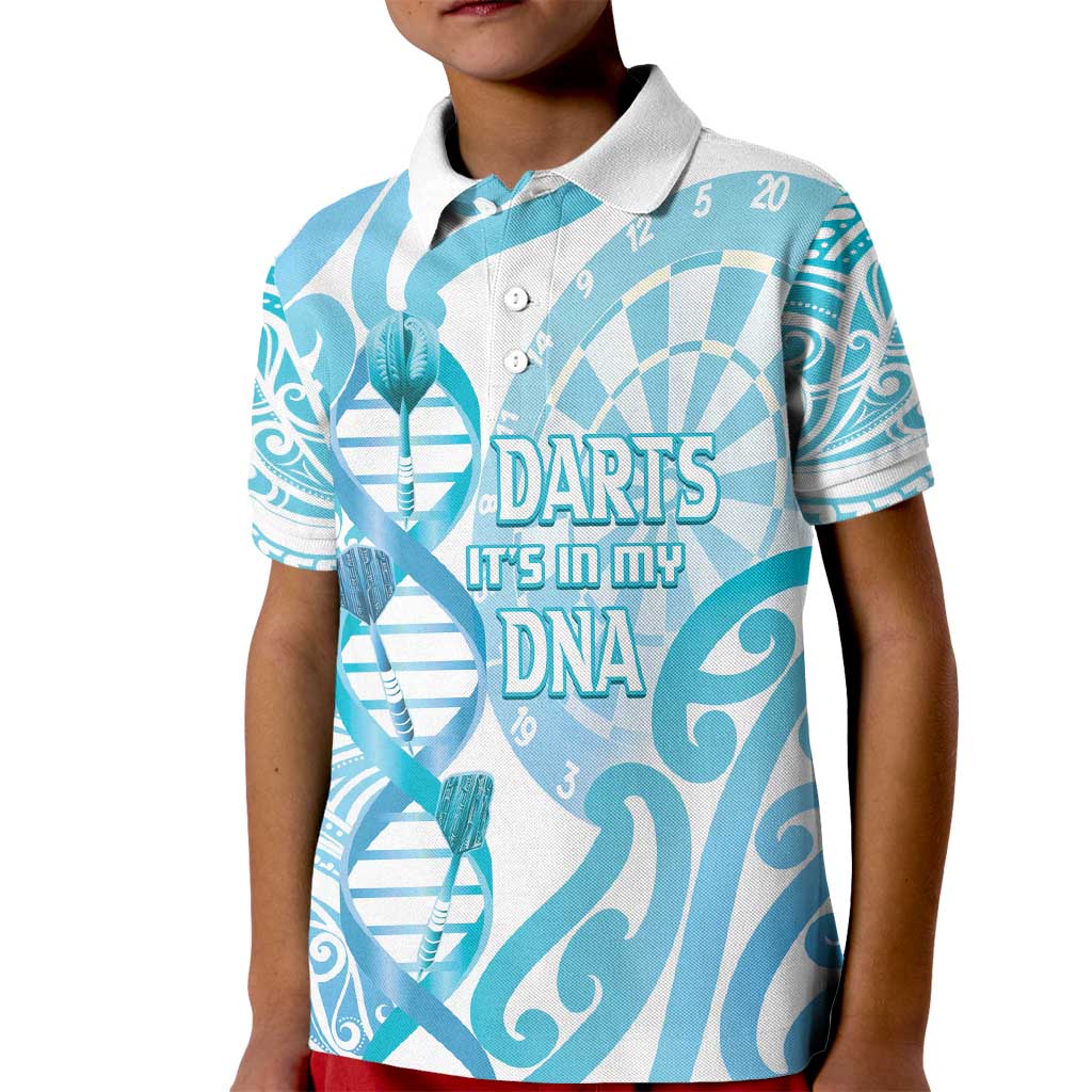 Personalised New Zealand Darts Kid Polo Shirt Aotearoa Maori Its In My DNA White - Aussie Hoodie