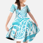 Personalised New Zealand Darts Kid Short Sleeve Dress Aotearoa Maori Its In My DNA White - Aussie Hoodie