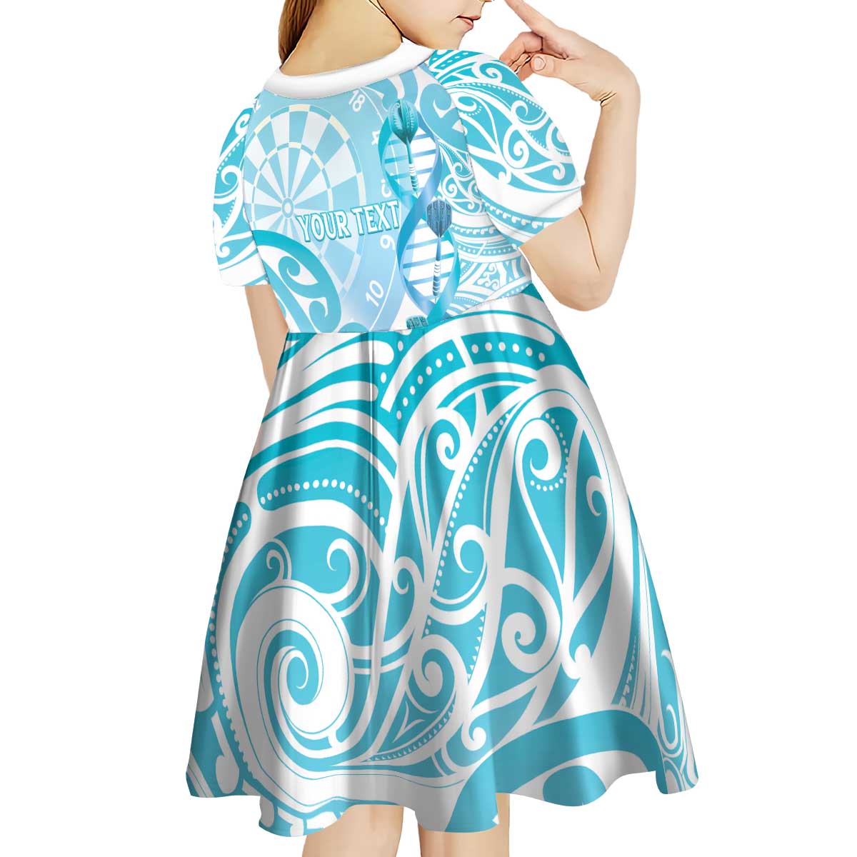Personalised New Zealand Darts Kid Short Sleeve Dress Aotearoa Maori Its In My DNA White - Aussie Hoodie