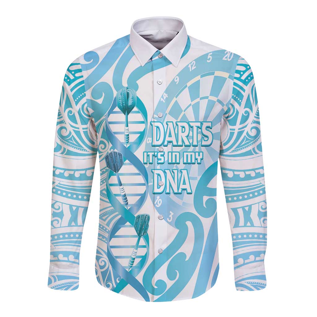 Personalised New Zealand Darts Long Sleeve Button Shirt Aotearoa Maori Its In My DNA White - Aussie Hoodie