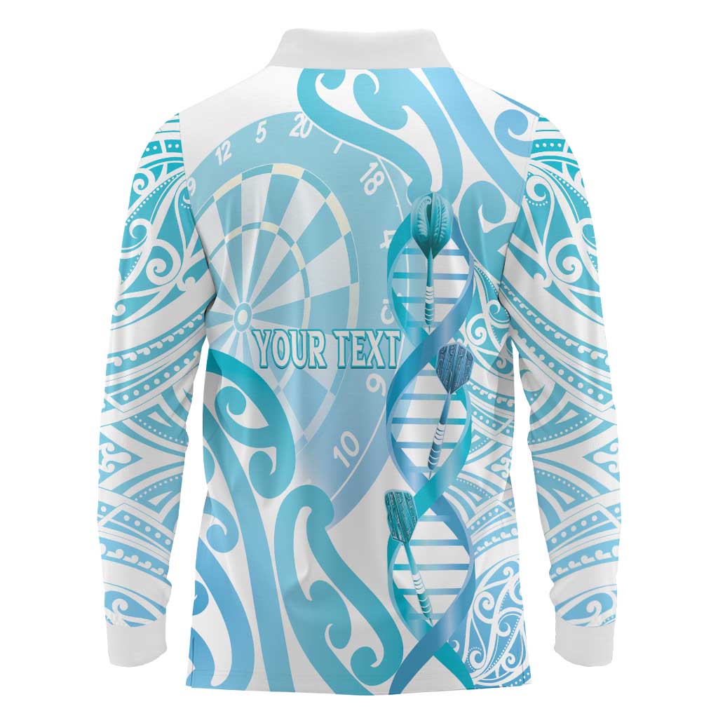 Personalised New Zealand Darts Long Sleeve Polo Shirt Aotearoa Maori Its In My DNA White - Aussie Hoodie