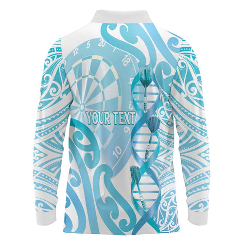 Personalised New Zealand Darts Long Sleeve Polo Shirt Aotearoa Maori Its In My DNA White - Aussie Hoodie