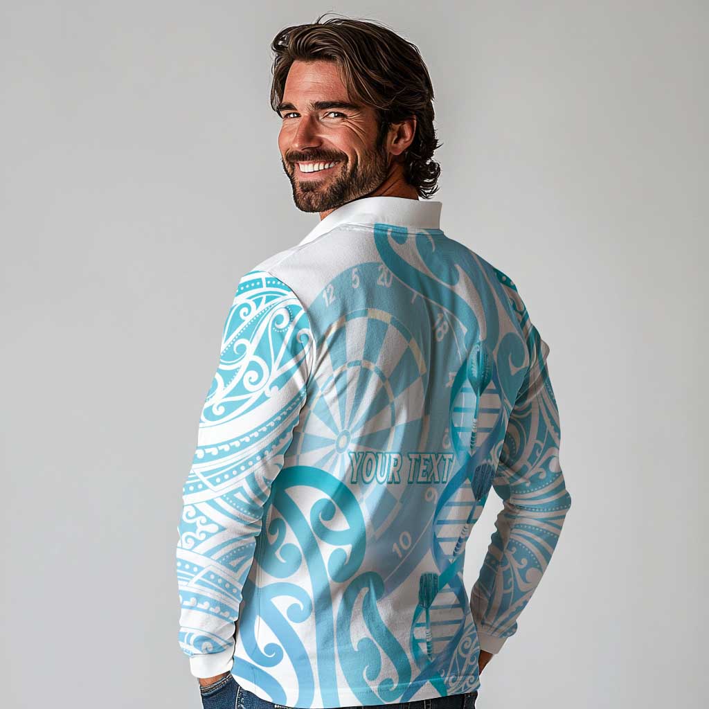 Personalised New Zealand Darts Long Sleeve Polo Shirt Aotearoa Maori Its In My DNA White - Aussie Hoodie