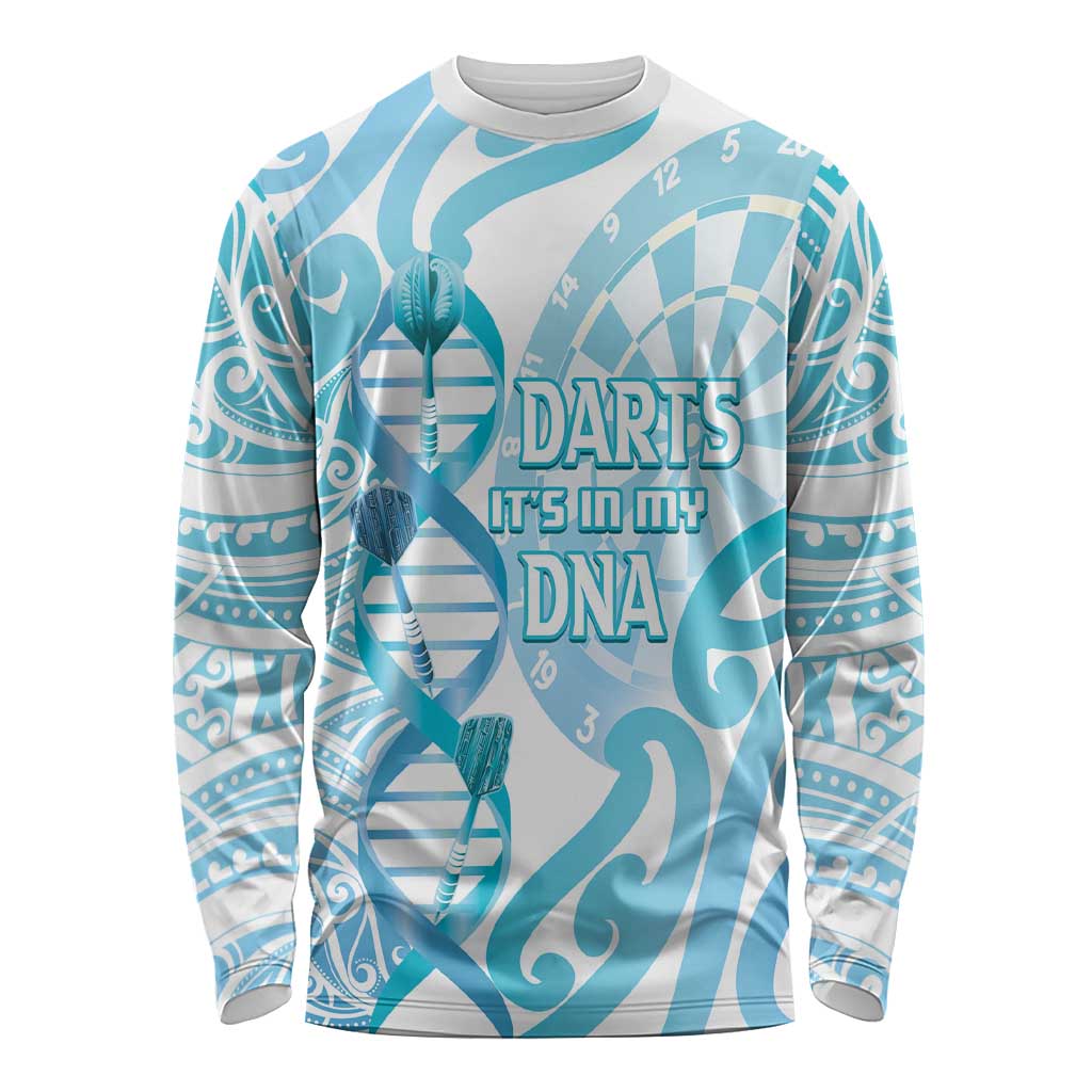 Personalised New Zealand Darts Long Sleeve Shirt Aotearoa Maori Its In My DNA White - Aussie Hoodie