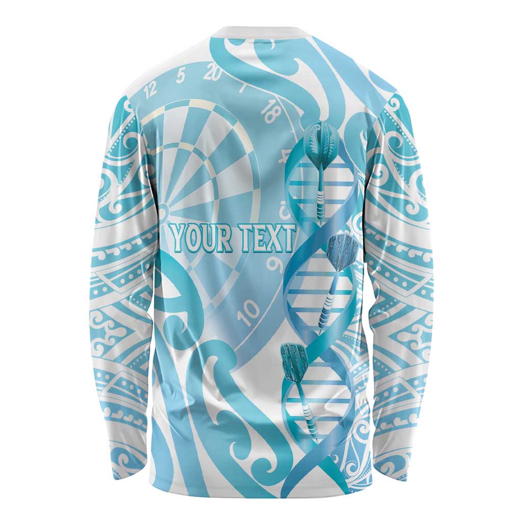 Personalised New Zealand Darts Long Sleeve Shirt Aotearoa Maori Its In My DNA White - Aussie Hoodie